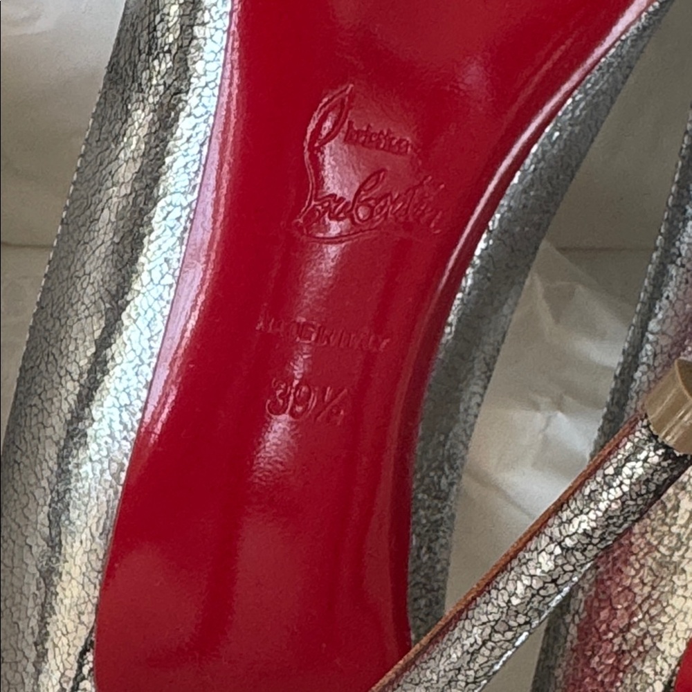 Christian Louboutin Kate 100mm antique silver manoir stiletto sz 39.5 - Picture 10 of 12